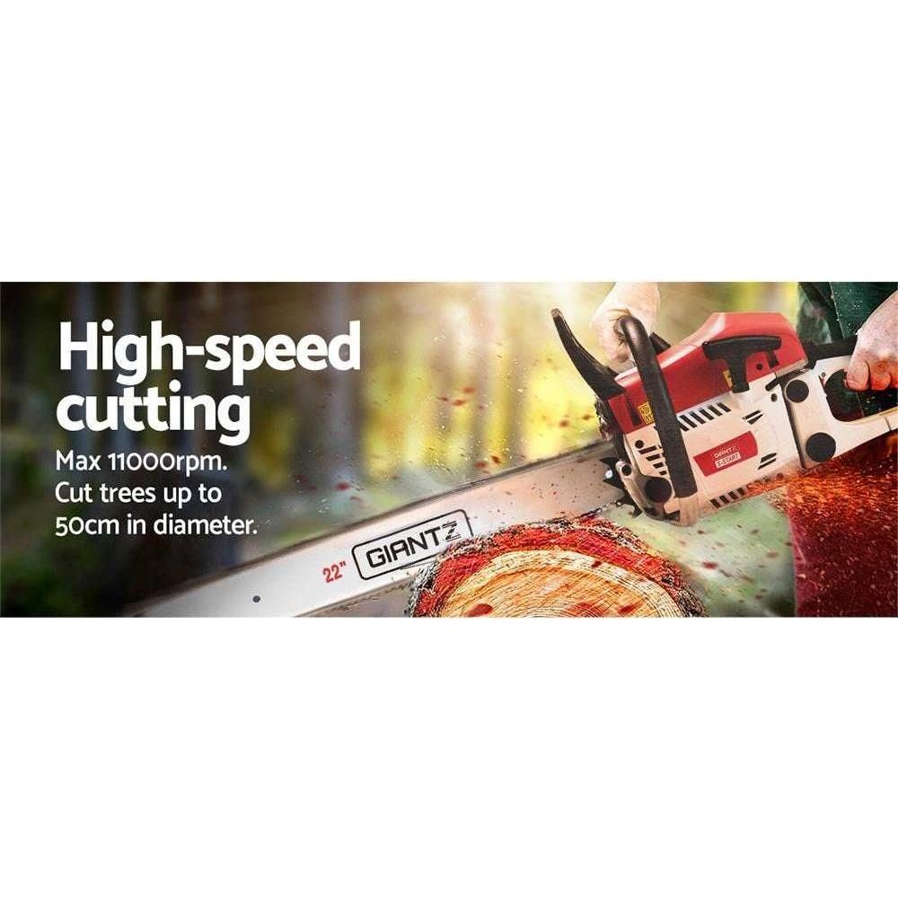 Giantz 62cc Petrol Commercial Chainsaw 22" Bar E-Start Tree Chain Saw 5.2HP - Magdasmall