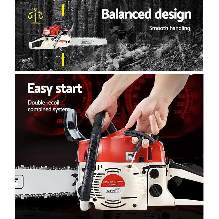 Giantz Petrol Chainsaw Commercial E-Start 18&