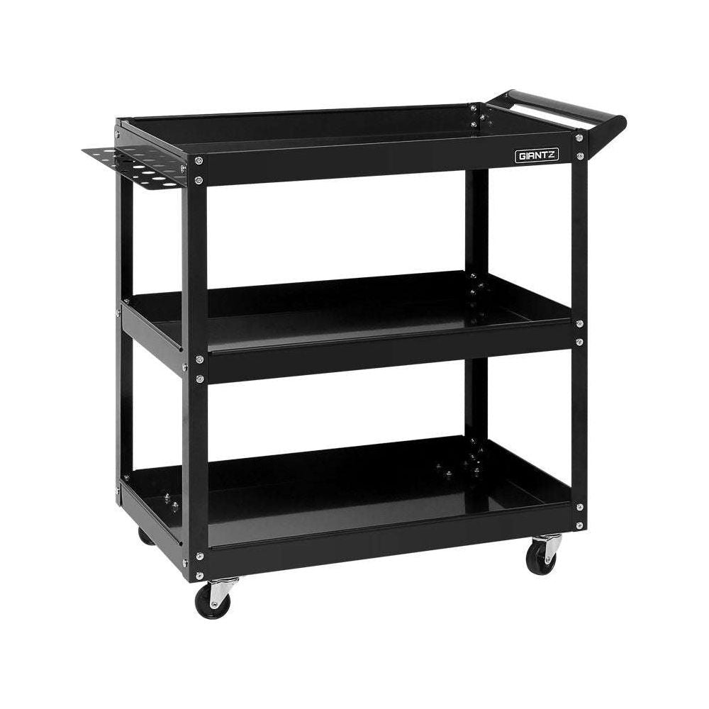 Giantz Tool Cart 3 Tier Parts Steel Trolley Mechanic Storage Organizer Black