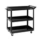 Giantz Tool Cart 3 Tier Parts Steel Trolley Mechanic Storage Organizer Black