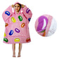 Girls Comfy Warm Blanket Hoodie with Sherpa Fleece Reverse Jelly Beans - Magdasmall