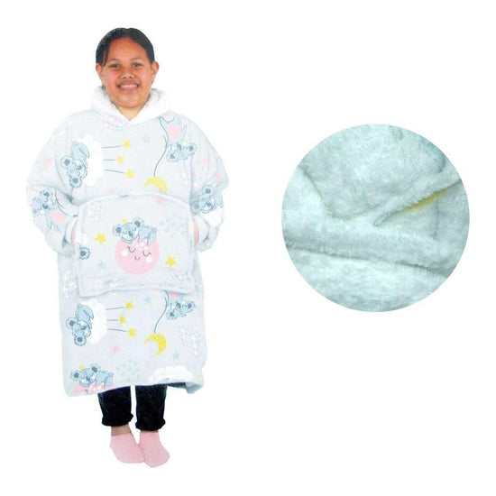 Girls Comfy Warm Blanket Hoodie with Sherpa Fleece Reverse Koala