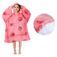 Girls Comfy Warm Blanket Hoodie with Sherpa Fleece Reverse Raspberry