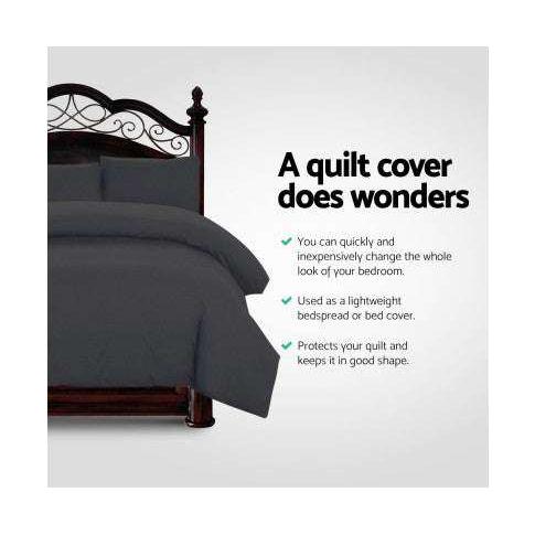 Giselle Quilt Cover Set Classic Grey - Queen/King/Super King