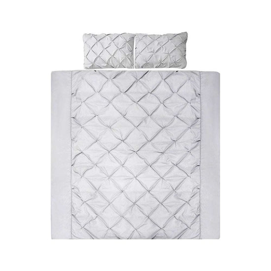 Giselle Quilt Cover Set Diamond Pinch Grey &amp;  - Queen/King/SuperKing