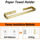 Gold Kitchen Bathroom Paper Holder Towel Holder Self Adhesive or Screw Mount 40cm