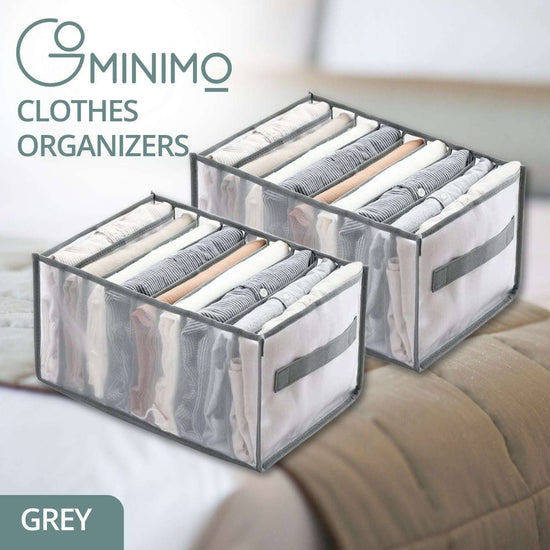 GOMINIMO 2PCS 9 Grids Wardrobe Clothes Organizer (Grey)