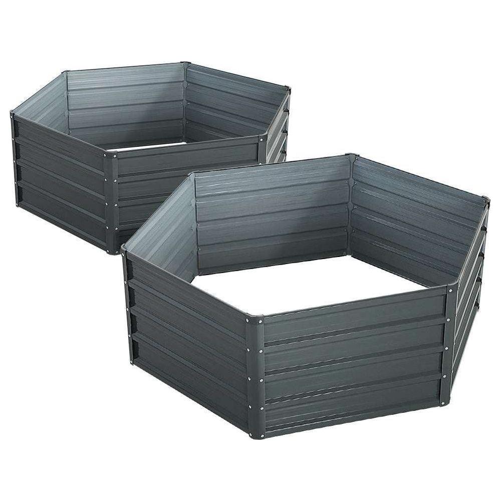 Greenfingers 2x Garden Bed 130x130x46cm Planter Box Raised Container Galvanised - Magdasmall