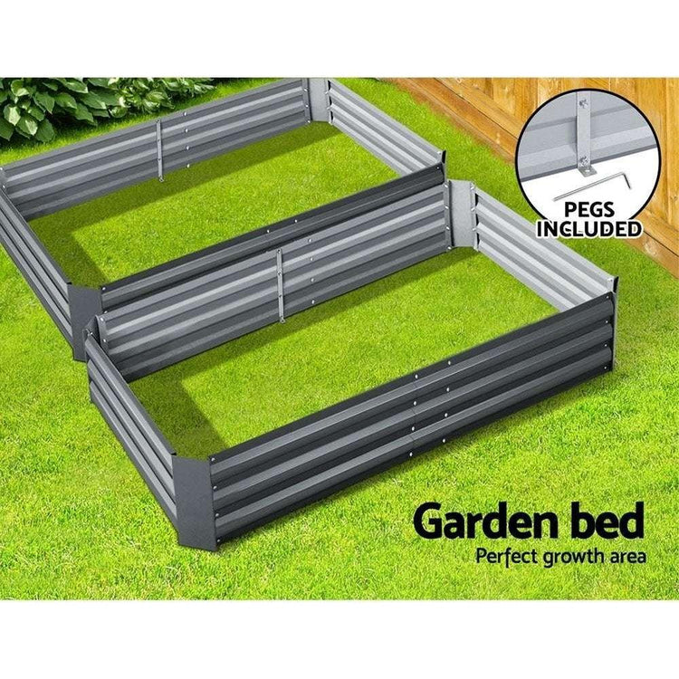 Greenfingers 2x Garden Bed 150x90cm Planter Box Raised Container Galvanised Herb - Magdasmall