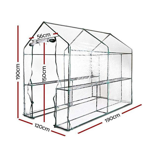 Greenfingers Greenhouse Garden Shed Green House 1.9X1.2M Storage Greenhouses Clear