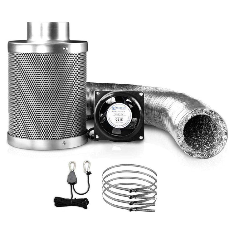 Greenfingers Hydroponics Grow Tent Ventilation Kit Vent Fan Carbon Filter Duct Ducting 4 inch