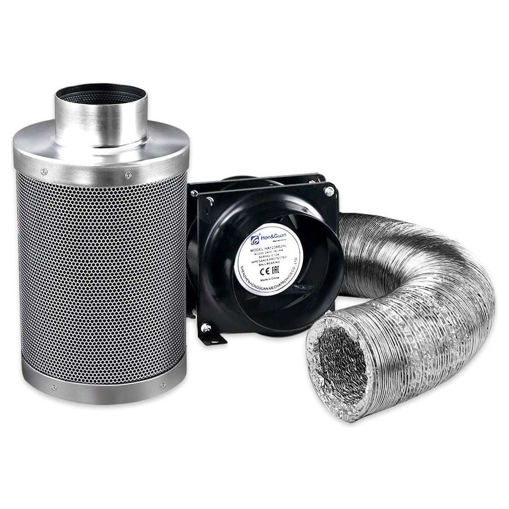 Greenfingers Hydroponics Grow Tent Ventilation Kit Vent Fan Carbon Filter Duct Ducting 4 inch - Magdasmall