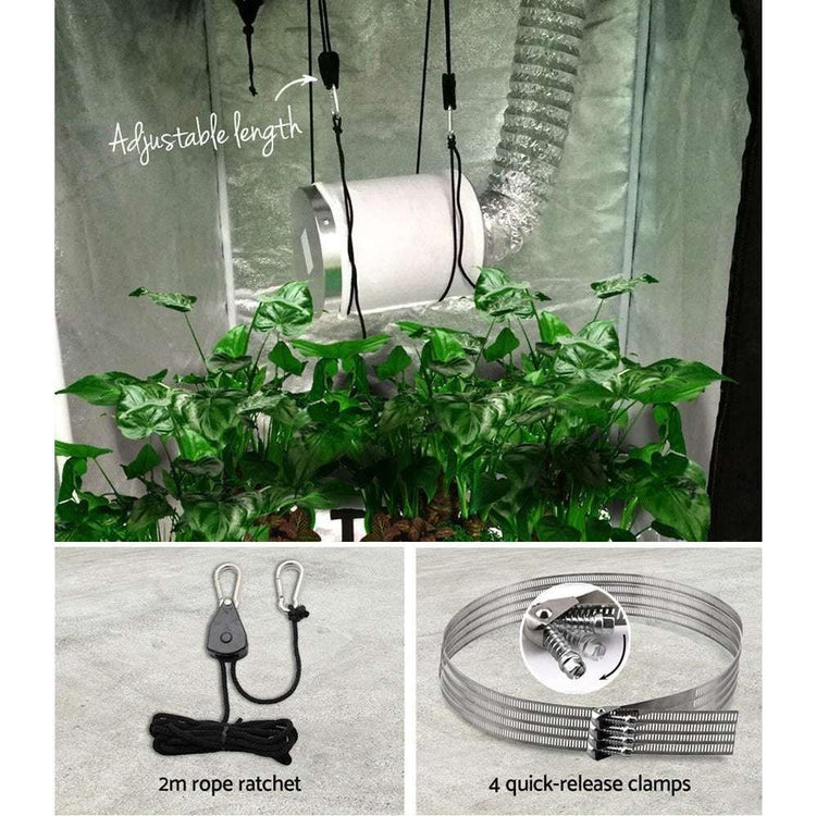 Greenfingers Hydroponics Grow Tent Ventilation Kit Vent Fan Carbon Filter Duct Ducting 4 inch - Magdasmall