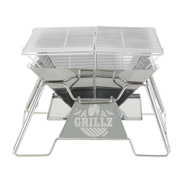 Grillz Camping Fire Pit BBQ 2-in-1 Grill Smoker Outdoor Portable Stainless Steel - Magdasmall