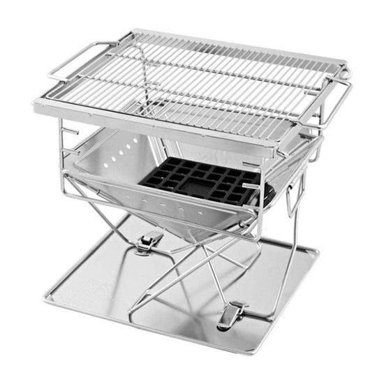 Grillz Camping Fire Pit BBQ Portable Folding Stainless Steel Stove Outdoor Pits