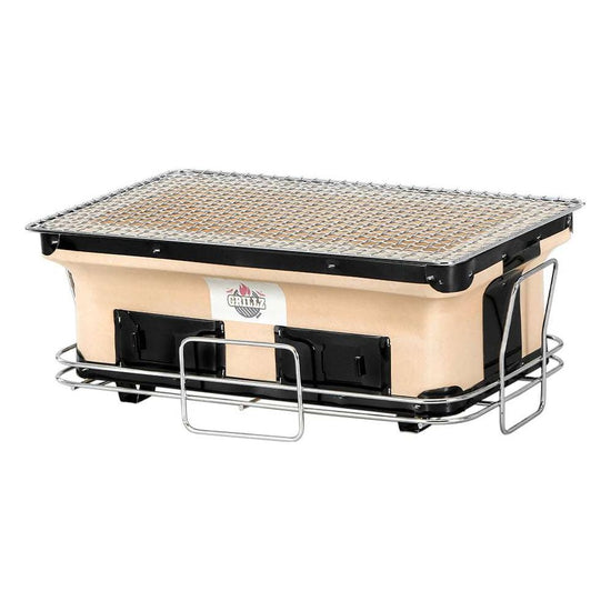 Grillz Ceramic BBQ Grill Smoker Hibachi Japanese Tabletop Charcoal Barbecue
