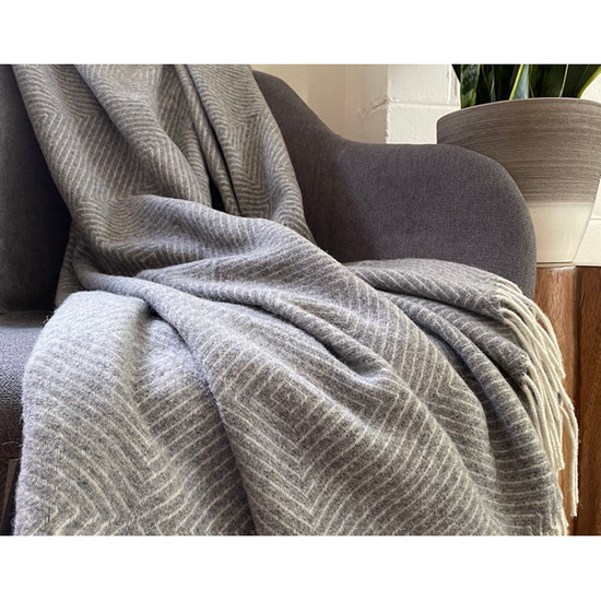 Hampton Throw - Merino Wool Blend - Light Grey