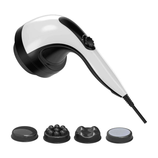 Handheld Vibration Massager Black - 4 Interchangeable Heads Adjustable Speed