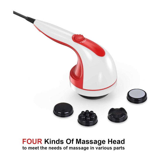 Handheld Vibration Massager Red - 4 Interchangeable Heads Adjustable Speed