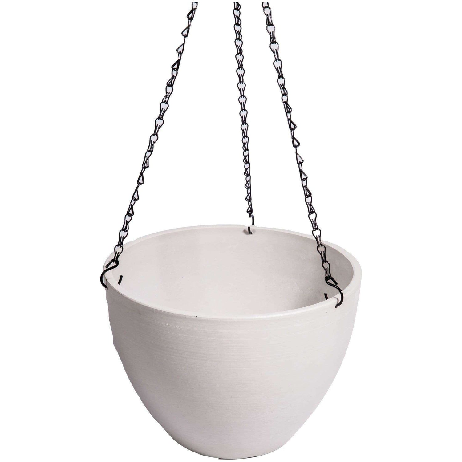 Hanging Grey or White Plastic Pot With Chain 30cm