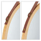 Hanging Round Wall Mirror 38 cm - Solid Bamboo Frame and Adjustable Leather Strap for Bathroom and Bedroom