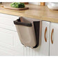 Hanging Trash Can Collapsible Small Garbage Waste Bin for Kitchen Cabinet Door (Beige)