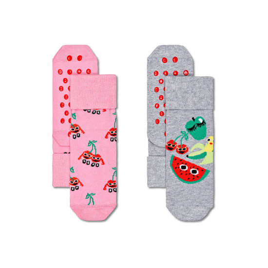 Happy Socks Kids Anti Slip Fruit Mix  2-Pack 2-3Yrs-1826048945634283520