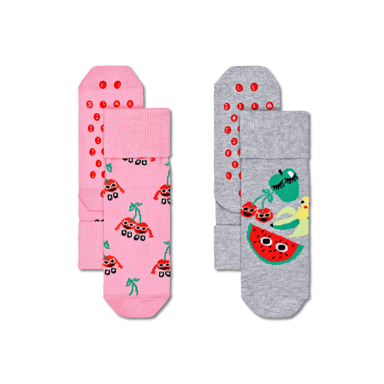 Happy Socks Kids Anti Slip Fruit Mix  2-Pack 2-3Yrs-1826048945634283520