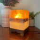 Himalayan Salt Lamp BANDED CUBE With Wooden Stand, cord and globe Three different salt bands - Magdasmall