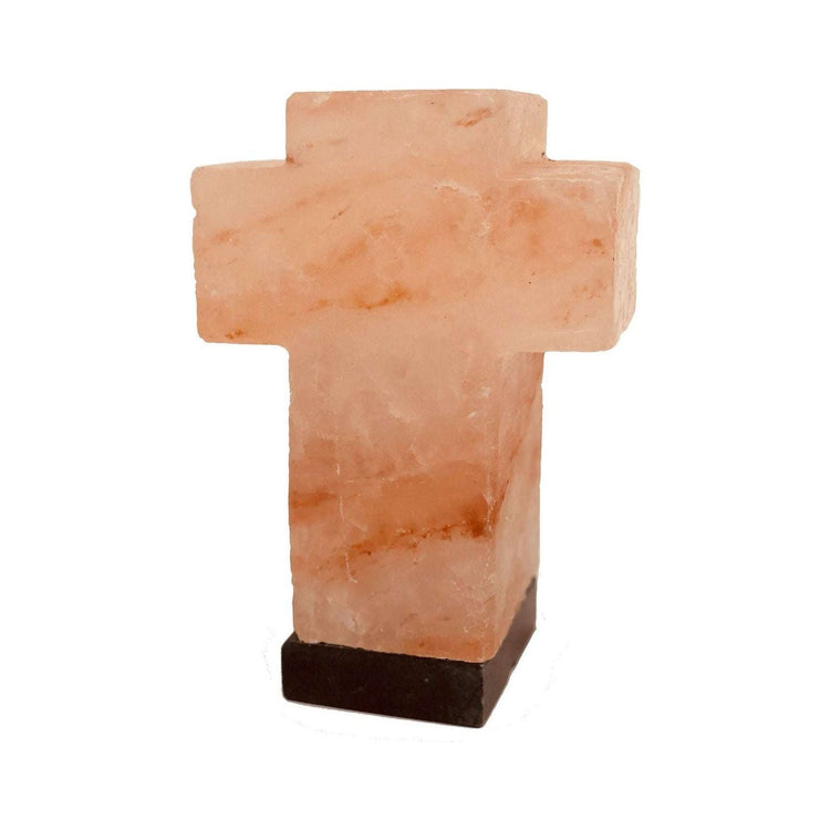 Himalayan Salt Lamp CROSS Marble Base w Black Cord (10w/24v) - Magdasmall