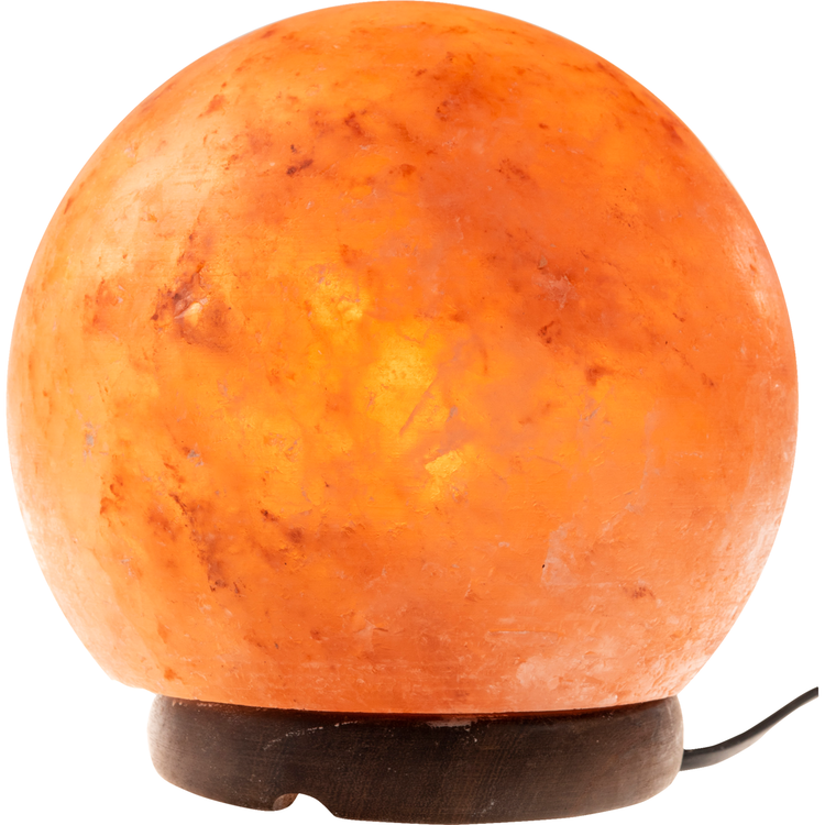 Himalayan Salt Lamp GIANT SUNSET ORB Wood Base w Black Cord (25w/24v)