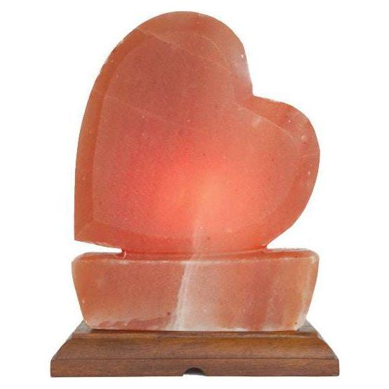 Himalayan Salt Lamp HEART GIANT Wood Base w Black Cord (10w/24v)