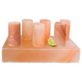 Himalayan Salt Tequila Shot Glasses with Plate 6 Shot glasses 7cm tall & plate - Magdasmall