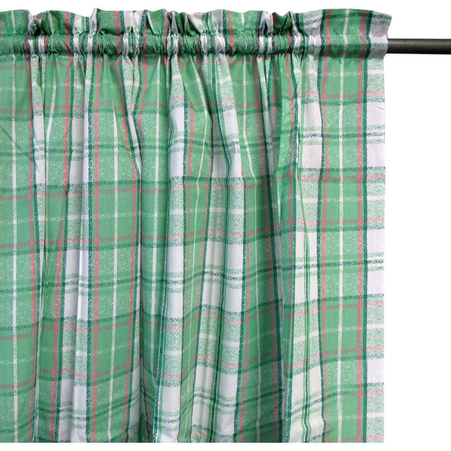 Home Innovations Pair of Polyester Cotton Rod Pocket Green Checkered Curtains - Magdasmall