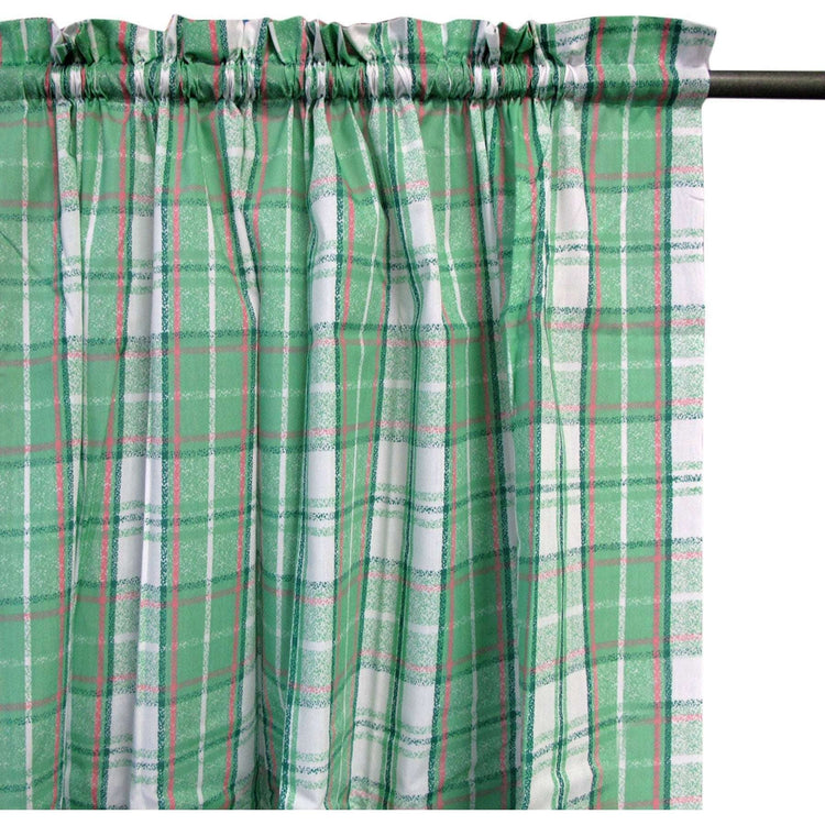 Home Innovations Pair of Polyester Cotton Rod Pocket Green Checkered Curtains - Magdasmall