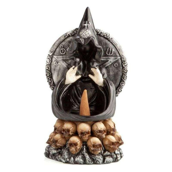 Hooded Baphomet &amp; Skulls Backflow Incense Burner