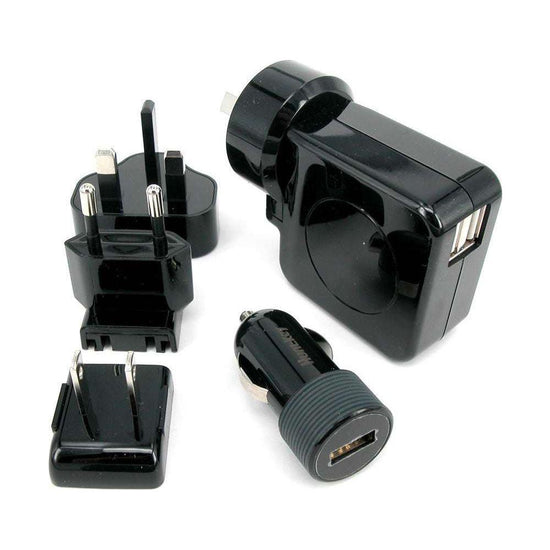 Huntkey TravelMate Multi Plugs USB Wall Charger Adapter 4.2 A US UK EU AU Plugs with Car Charger (D204)