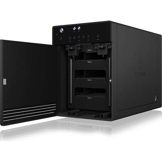 ICY BOX SINGLE enclosure for 4x HDD/SSD with USB 3.1 (Gen 2) Type-C interface and fan