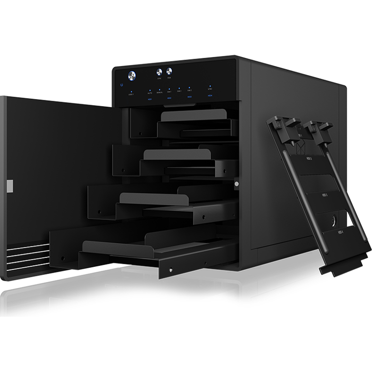 ICY BOX SINGLE enclosure for 4x HDD/SSD with USB 3.1 (Gen 2) Type-C interface and fan