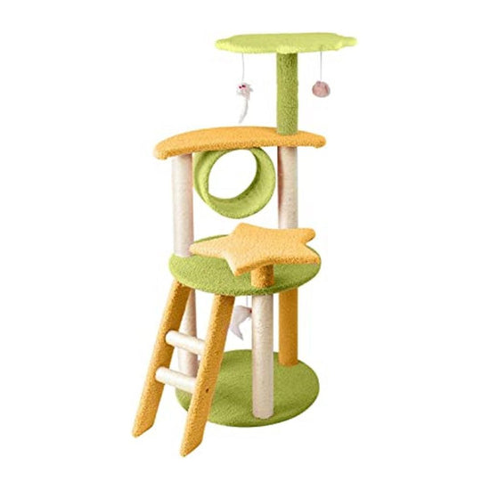 Floofi 101cm Galaxy Plush Cat Condo Cat Tree Yellow Green