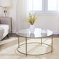 VASAGLE Round Glass Top Coffee Table with Metal Frame