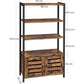 VASAGLE Bookcase Floor Standing Storage Cabinet and Cupboard with 2 Louvred Doors and 3 Shelves Bookshelf  Rustic Brown