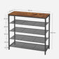 VASAGLE Shoe Storage Bench with 4 Mesh Shelves Rustic Brown