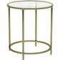 VASAGLE Round Side Table with Tempered Glass Top