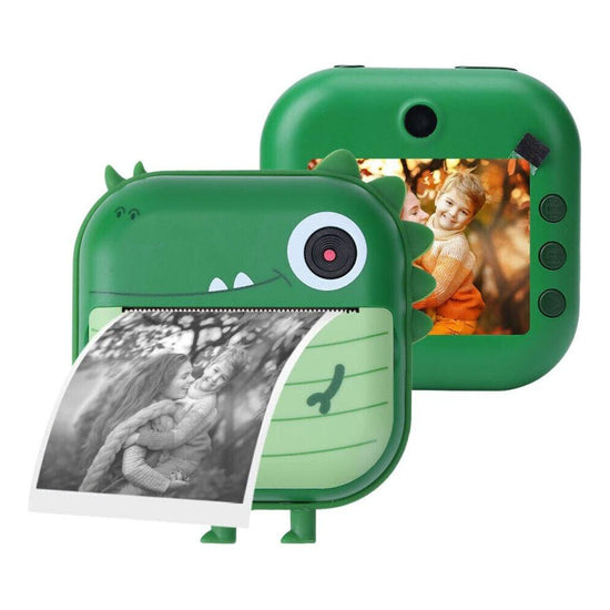 GOMINIMO Instant Print Camera for Kids with Print Paper and 32GB TF Card (Dinasour)