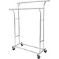 SONGMICS Metal Clothes Rack Stand on Wheels Heavy Duty Silver