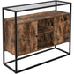 VASAGLE Sideboard with Glass Surface and Open Compartments