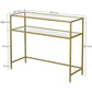 VASAGLE Tempered Glass Console Table with Storage Shelf