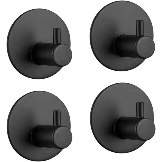 GOMINIMO Round Stainless Steel Wall Hook 4pcs (Black)