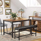 VASAGLE Dining Table Bench with PU Leather Padded Seat Steel Frame Black